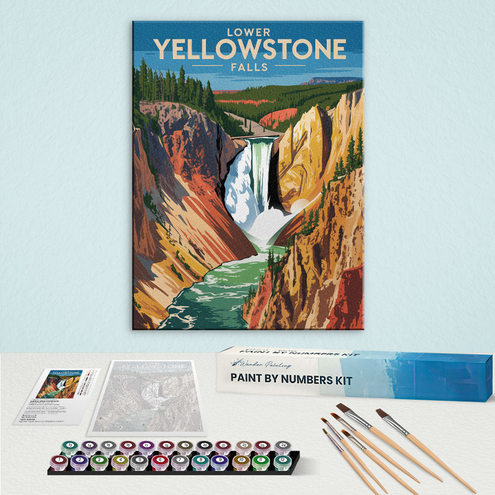Lower Yellowstone Falls - U.S. Waterfalls | Paint by Numbers Kit