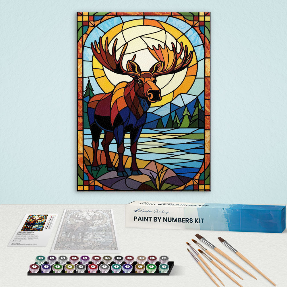 Moose Stained Glass - National Park Wildlife | Paint by Numbers Kit