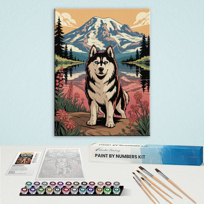 Mount Rainier Nationalpark – Husky | Malen nach Zahlen Set