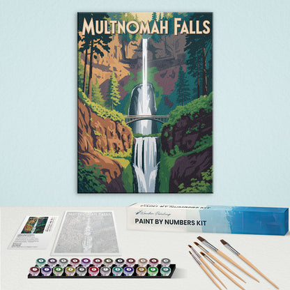 Multnohma Falls - U.S. Waterfalls | Paint by Numbers Kit