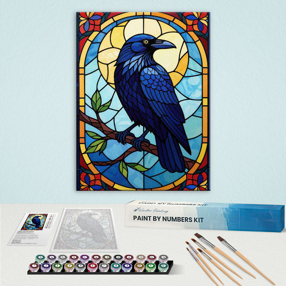 Raven Stained Glass - National Park Wildlife | Paint by Numbers Kit