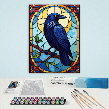 Raven Stained Glass - National Park Wildlife | Paint by Numbers Kit