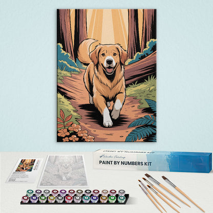 Redwood National Park - Golden Retriever | Paint by Numbers Kit