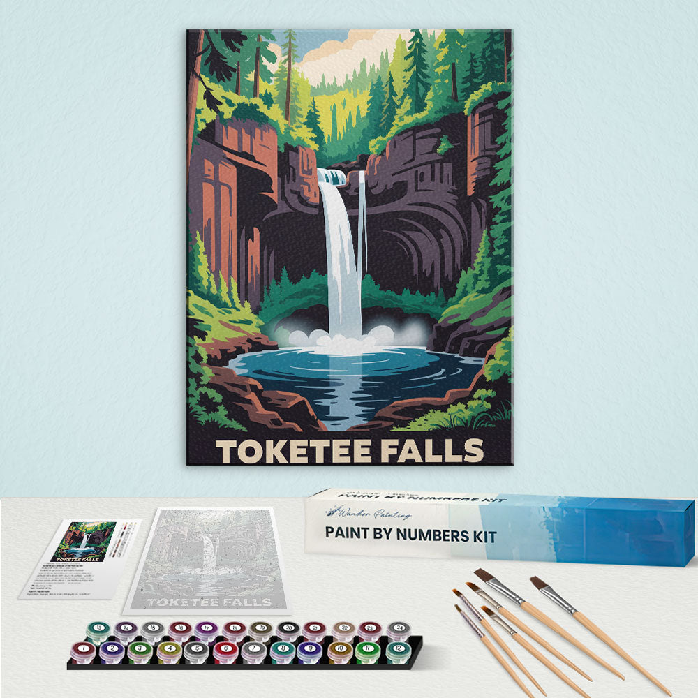 Toketee Falls - U.S. Waterfalls | Paint by Numbers Kit