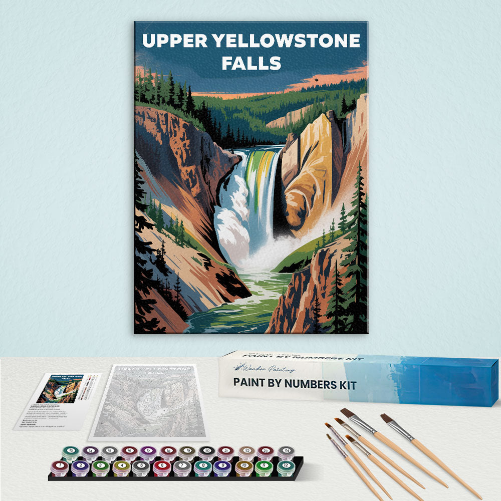 Upper Yellowstone Falls - U.S. Waterfalls | Paint by Numbers Kit