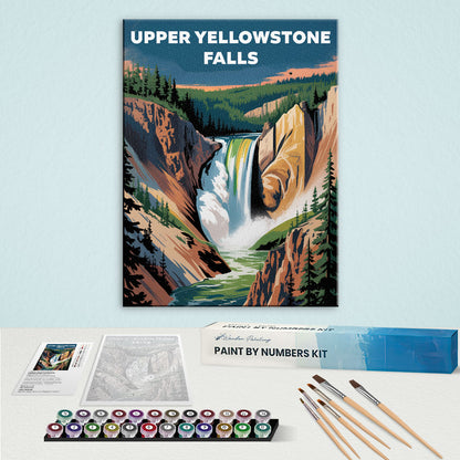 Upper Yellowstone Falls - U.S. Waterfalls | Paint by Numbers Kit