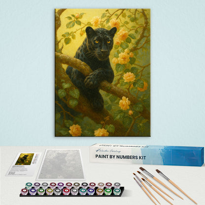Panther Among Roses | Paint by Numbers Kit