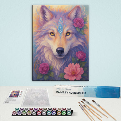 Spirit Wolf of the Blossoms | Paint by Numbers Kit