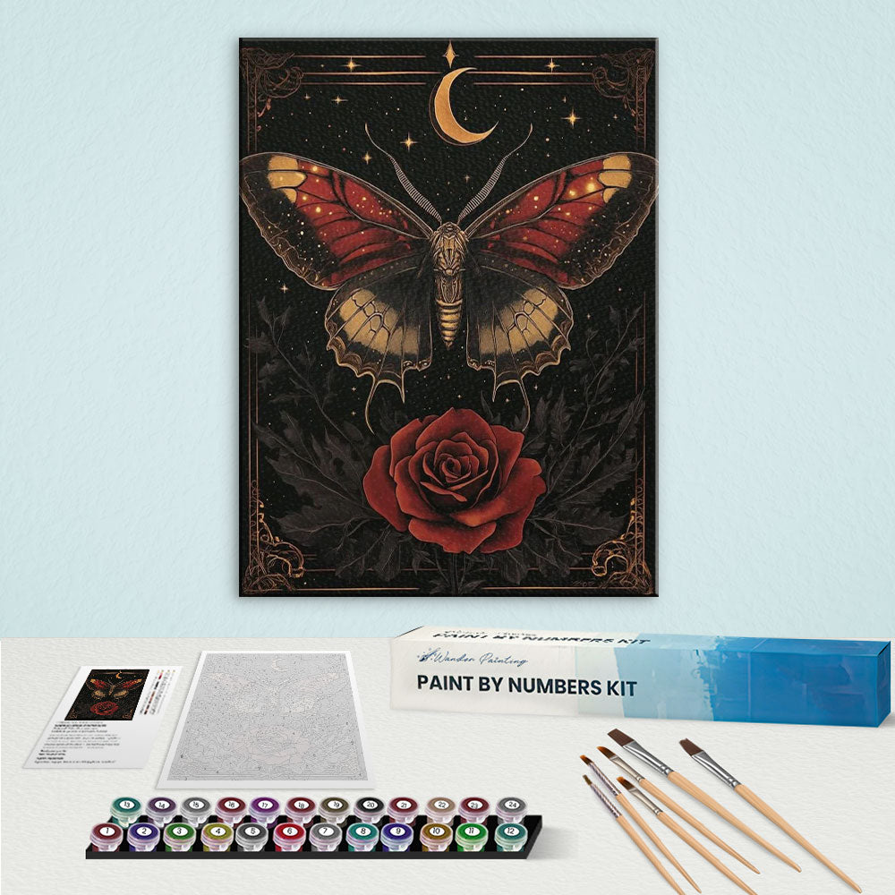 Black Butterfly and Rose | Paint by Numbers Kit