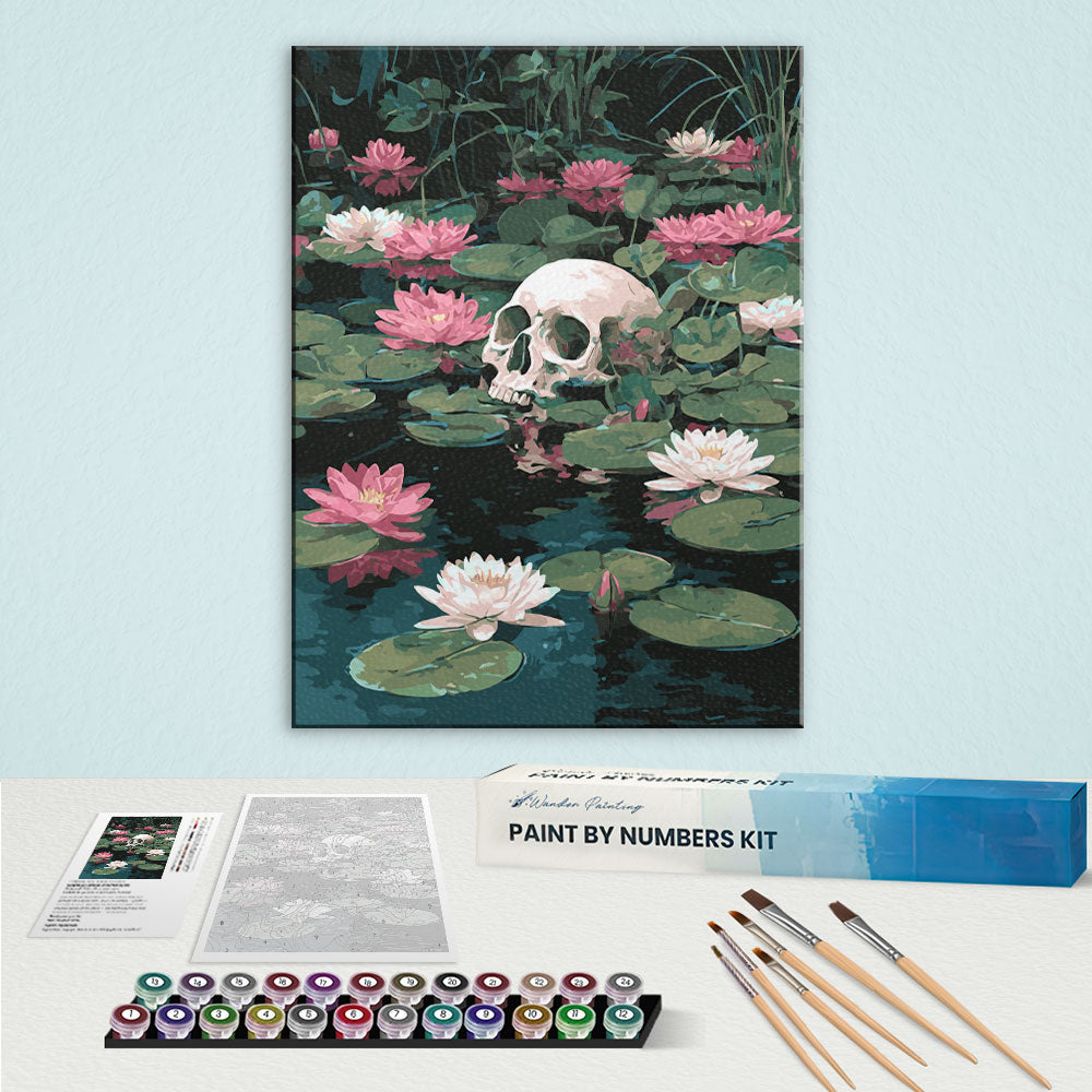 Skull on Water Lilies | Paint by Numbers Kit