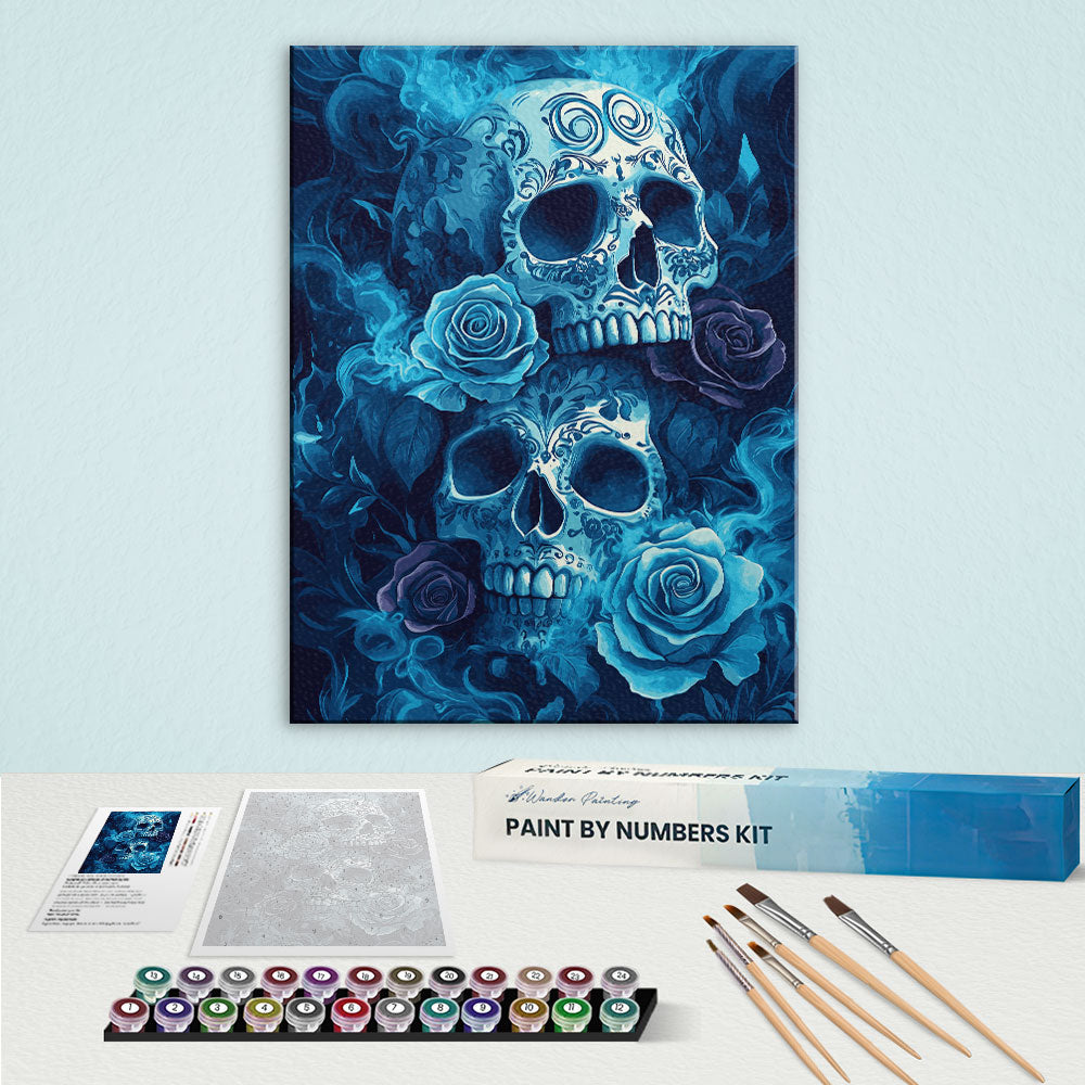 Blue Roses and Skulls | Paint by Numbers Kit