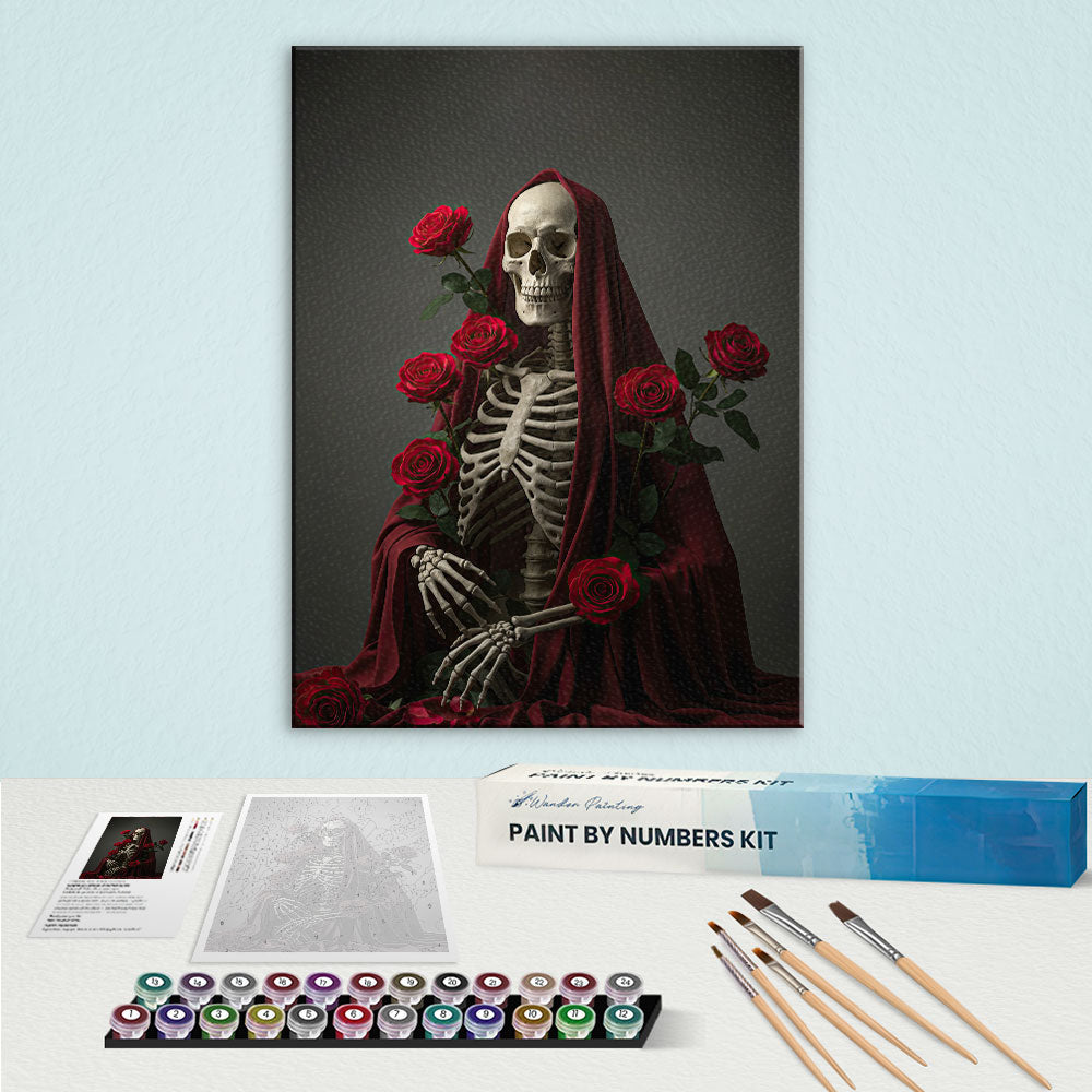Skeleton with Rose - June Birth Flower | Paint by Numbers Kit