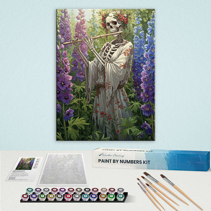 Skeleton with Larkspur - July Birth Flower | Paint by Numbers Kit