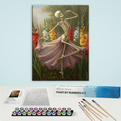 Skeleton with Gladiolus - August Birth Flower | Paint by Numbers Kit