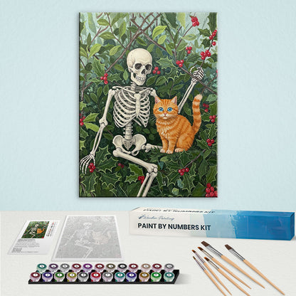 Skeleton with Holly - December Birth Flower | Paint by Numbers Kit