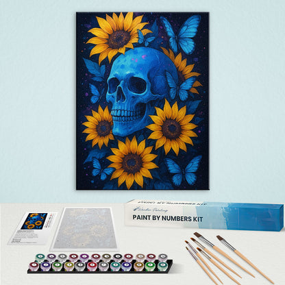 Blue Skull With Sunflowers | Paint by Numbers Kit