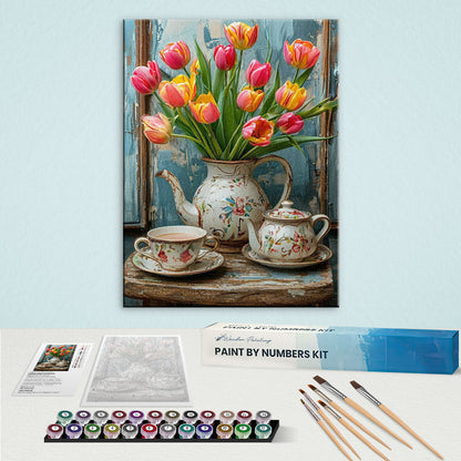 Tulips in a Teapot | Paint by Numbers Kit