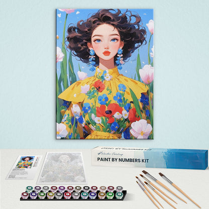 Girl in a Flower Field | Paint by Numbers Kit