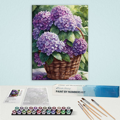 Basket of Purple Hydrangeas | Paint by Numbers Kit