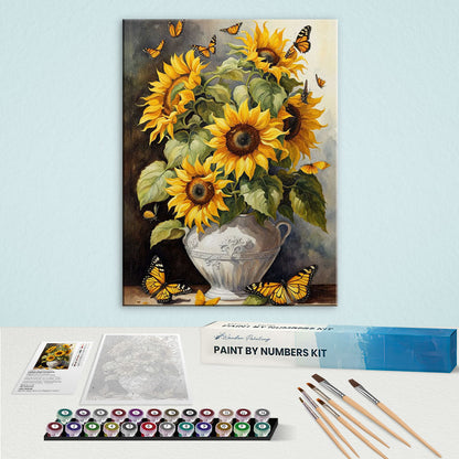 Sunflowers and Monarch Butterflies | Paint by Numbers Kit