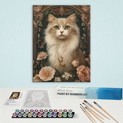 Silken Cat in Bloom | Paint by Numbers Kit