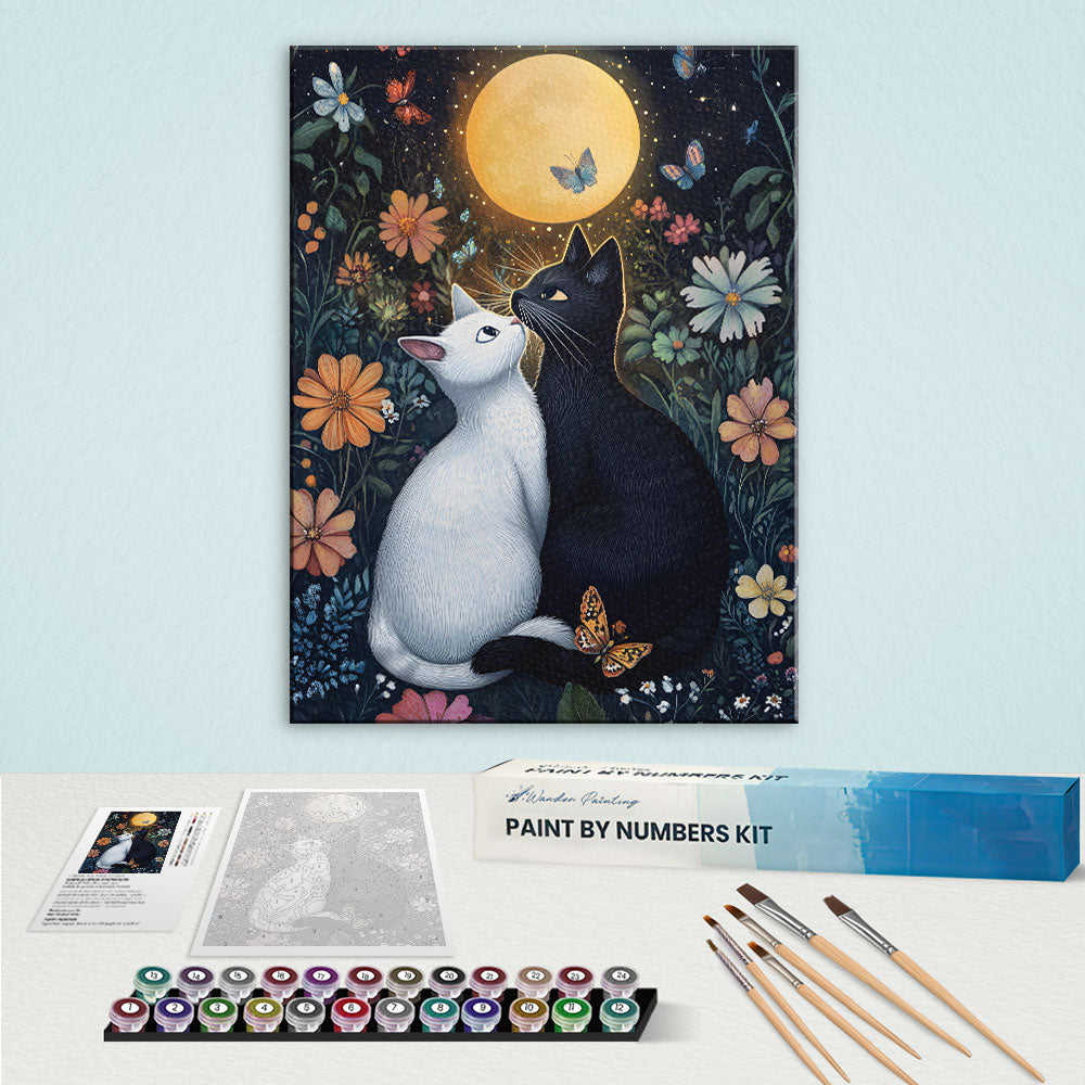Cat's Love in the Moon | Paint by Numbers Kit