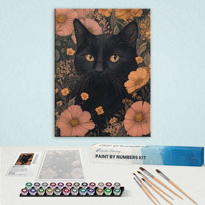 Midnight Cat Flowers | Paint by Numbers Kit