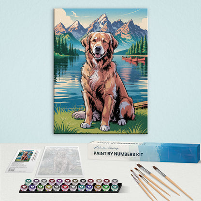 Grand Teton NP - Golden Retriever | Paint by Numbers Kit