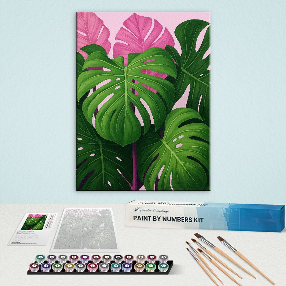 Pink Monstera|Paint by Numbers Kit
