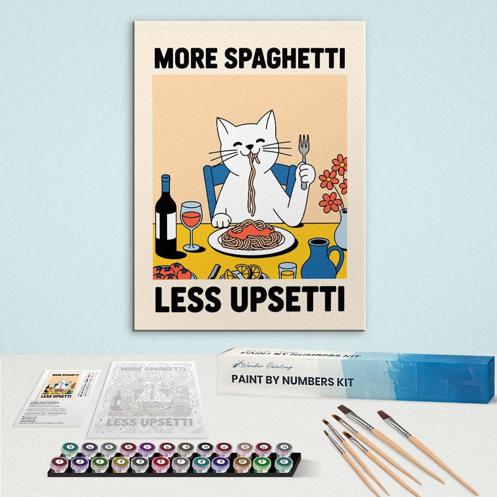More Spaghetti, Less Upsetti Funny Cat | Paint By Number Kit