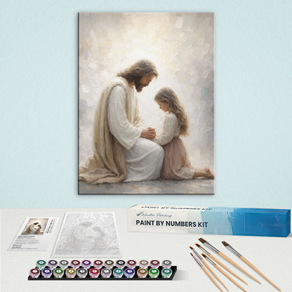 Jesus Praying With A Little Girl | Paint by Numbers Kit