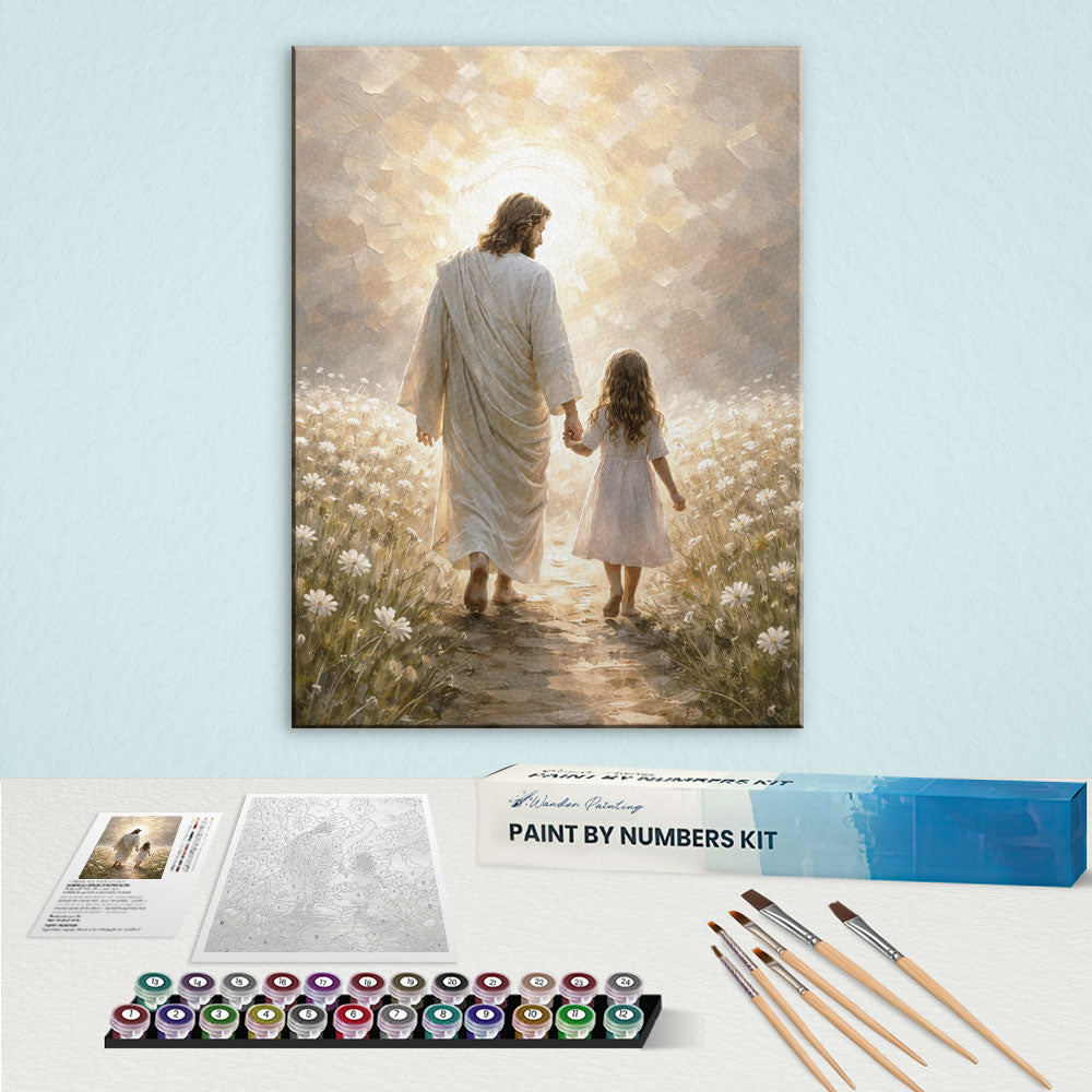 Jesus Walking With Little Girl | Paint by Numbers Kit