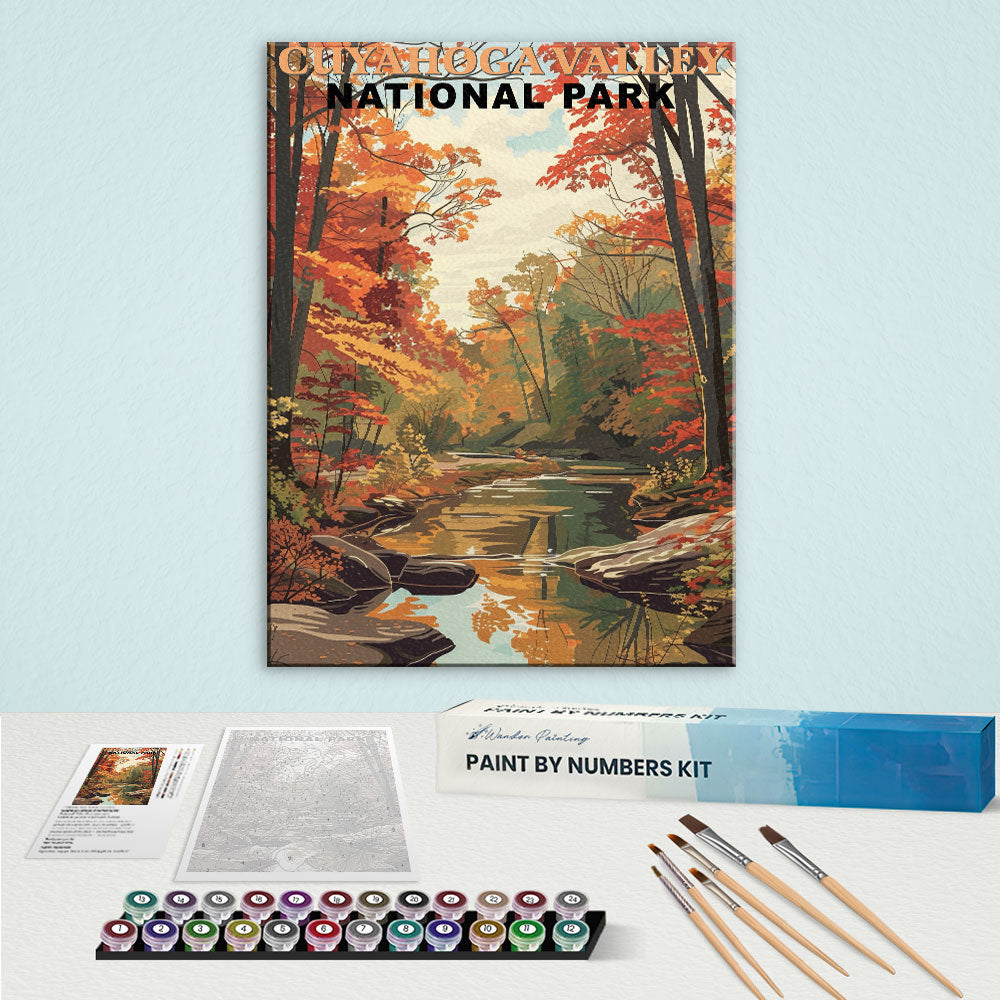 Cuyahoga Valley Nationalpark Vintage | Malen nach Zahlen Set
