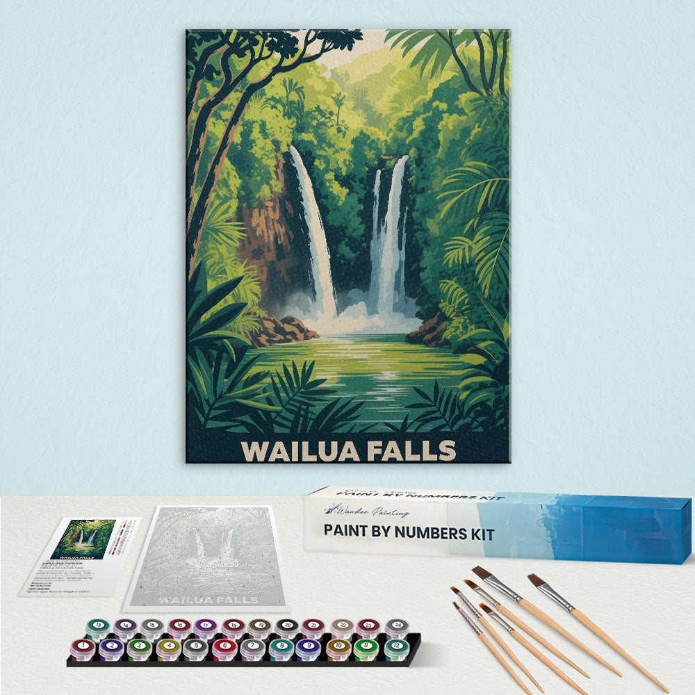 Wailua Falls - U.S. Waterfalls | Paint by Numbers Kit