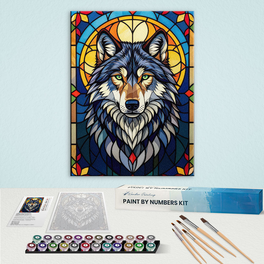 Wolf Stained Glass - National Park Wildlife | Paint by Numbers Kit