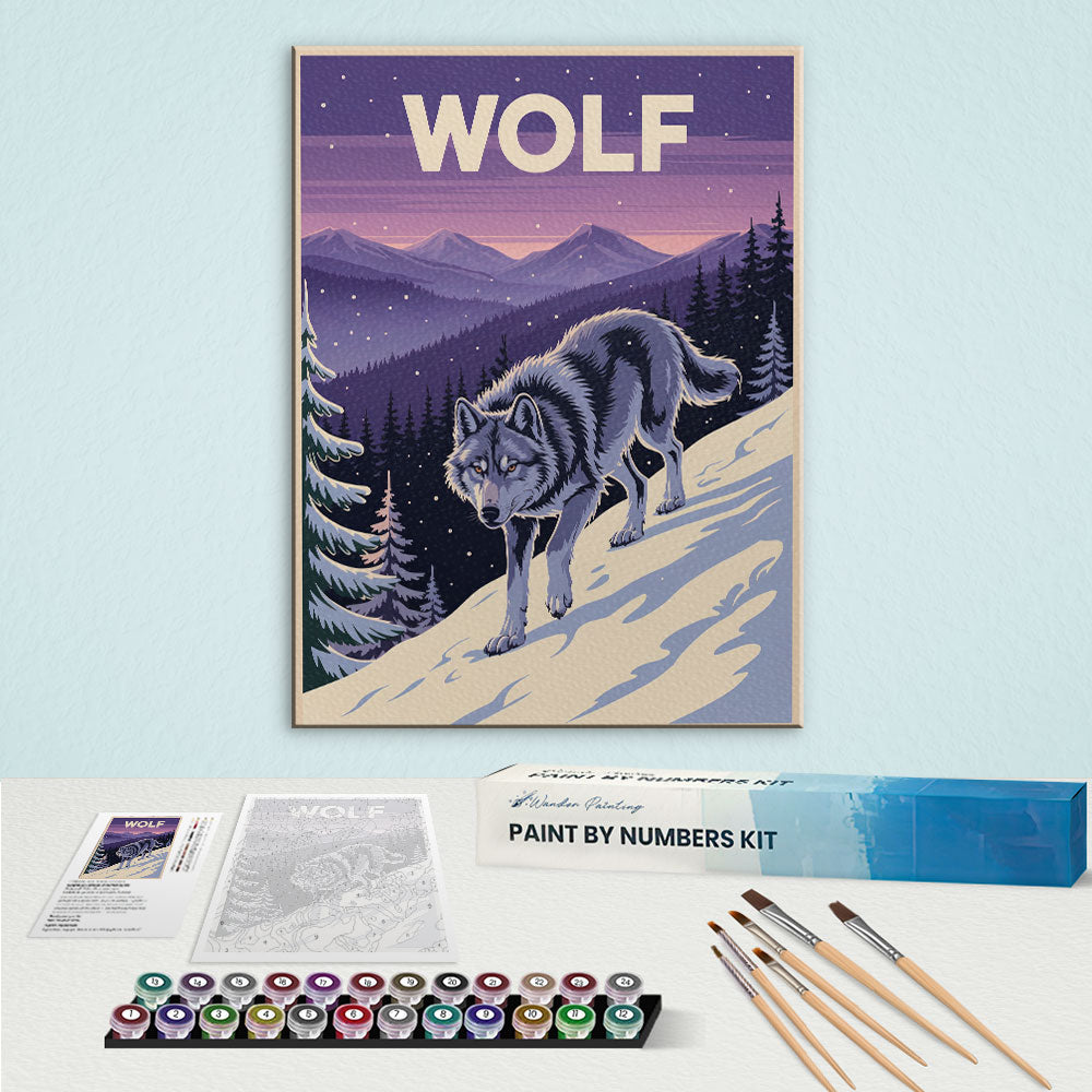 Wolf – Tierwelt des Nationalparks | Malen nach Zahlen-Set