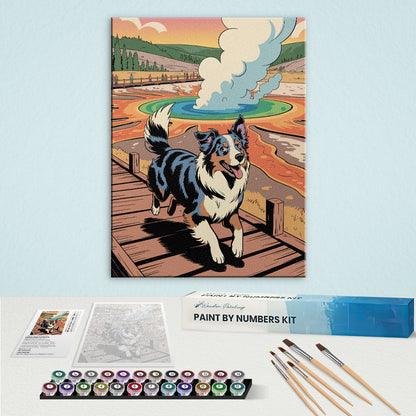 Yellowstone National Park - Australian Shepherd | Paint by Numbers Kit