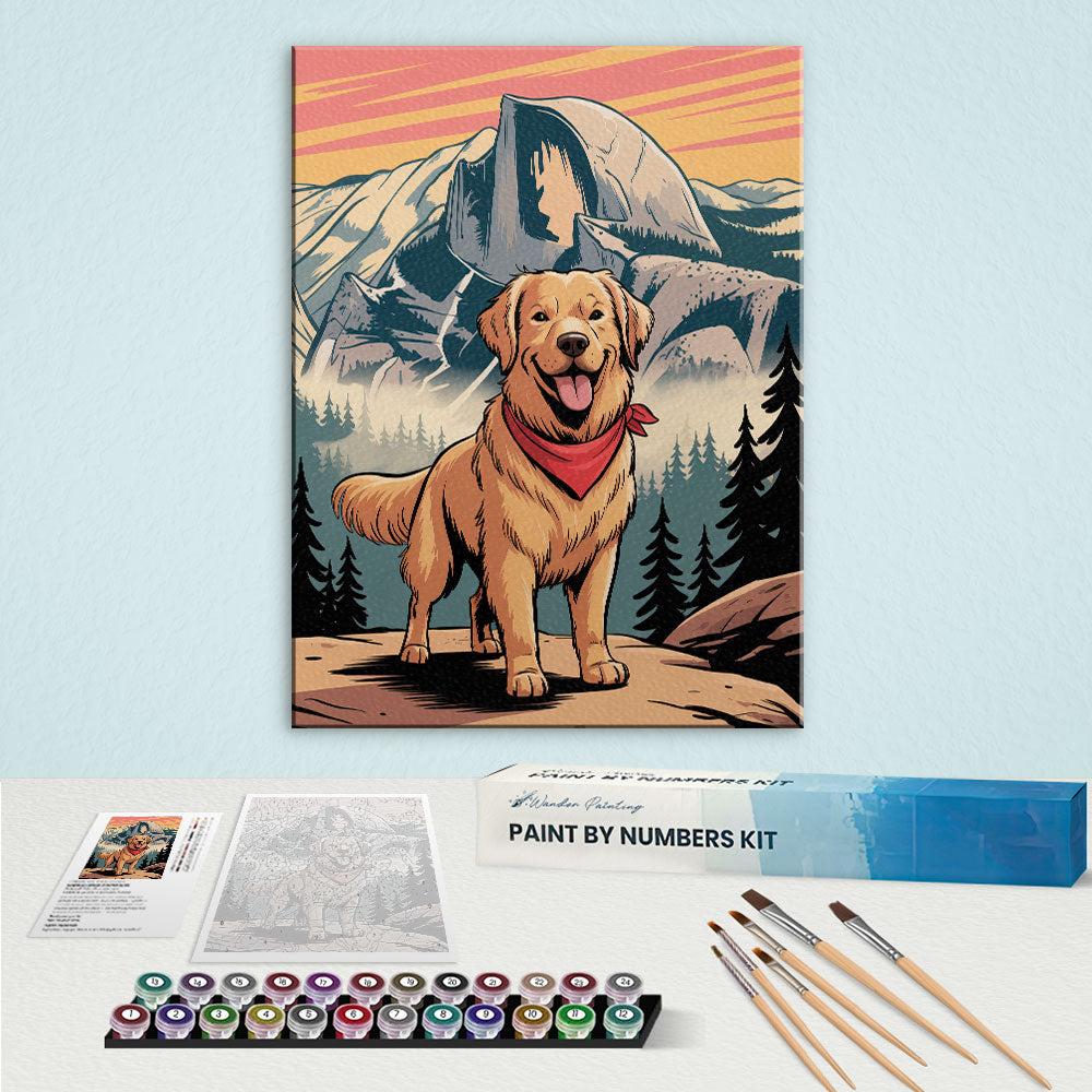 Yosemite National Park - Golden Retriever | Paint by Numbers Kit
