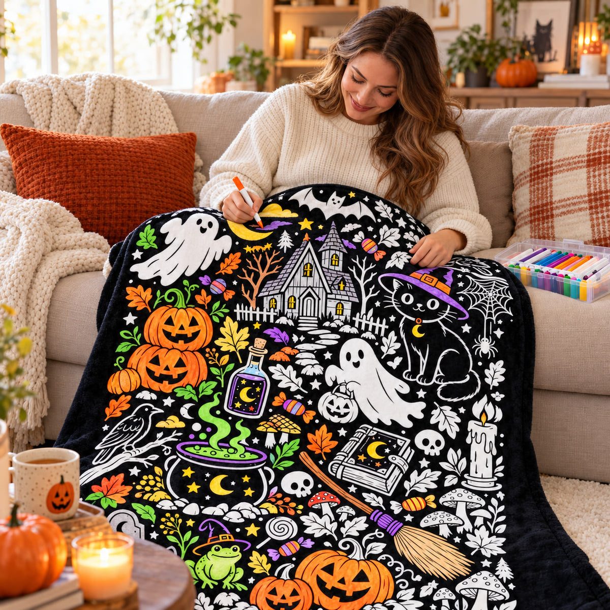 Halloween Coloring Blanket