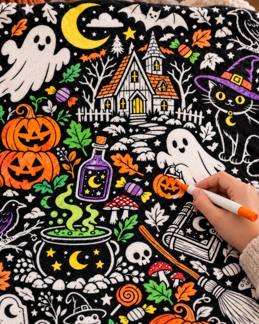 Halloween Coloring Blanket