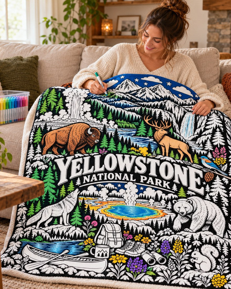 Yellowstone National Park Coloring Blanket