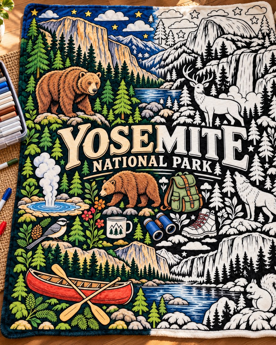 Yosemite National Park Coloring Blanket