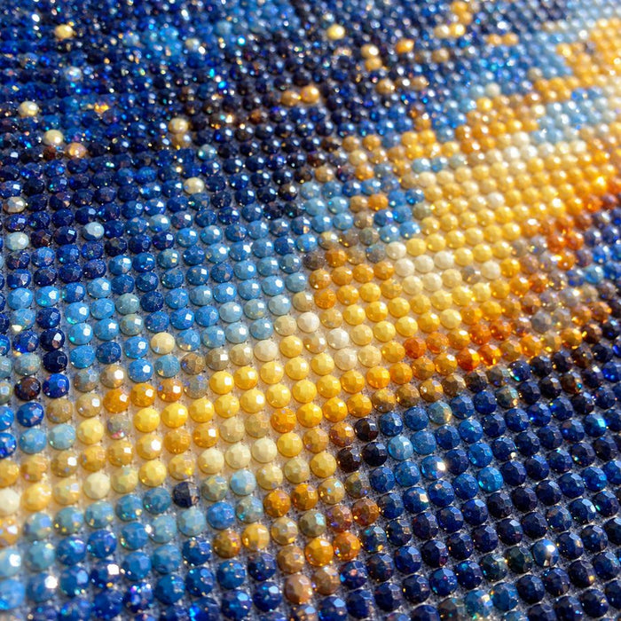 Close-up of round drills in neat rows