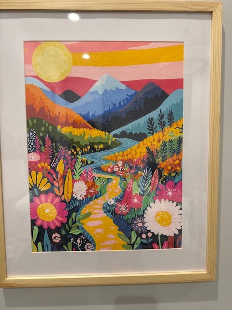 Wildflower mountain valley framed