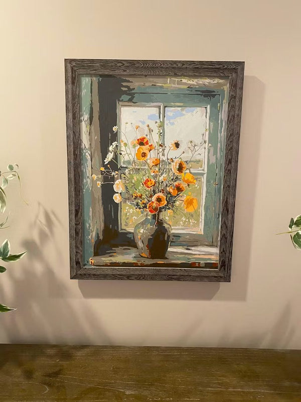 Wildflowers on a Rustic Windowsill
